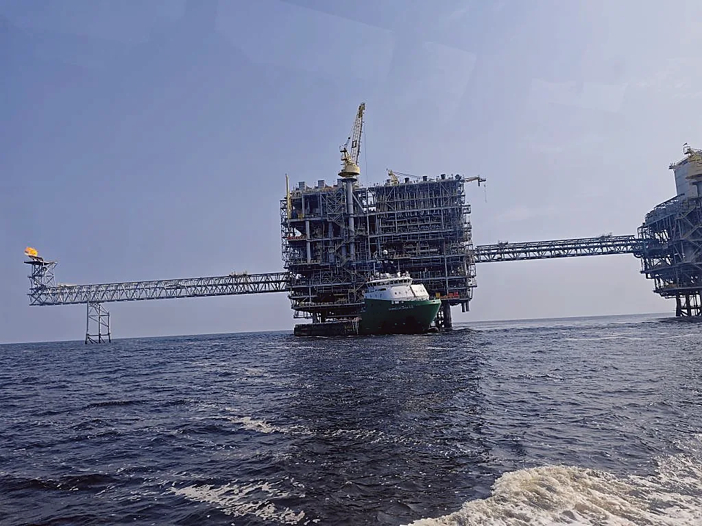 Multi-platform offshore complex with connecting bridges